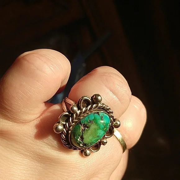 Native American sterling silver 925 turquoise ring vintage - Picture 11 of 13